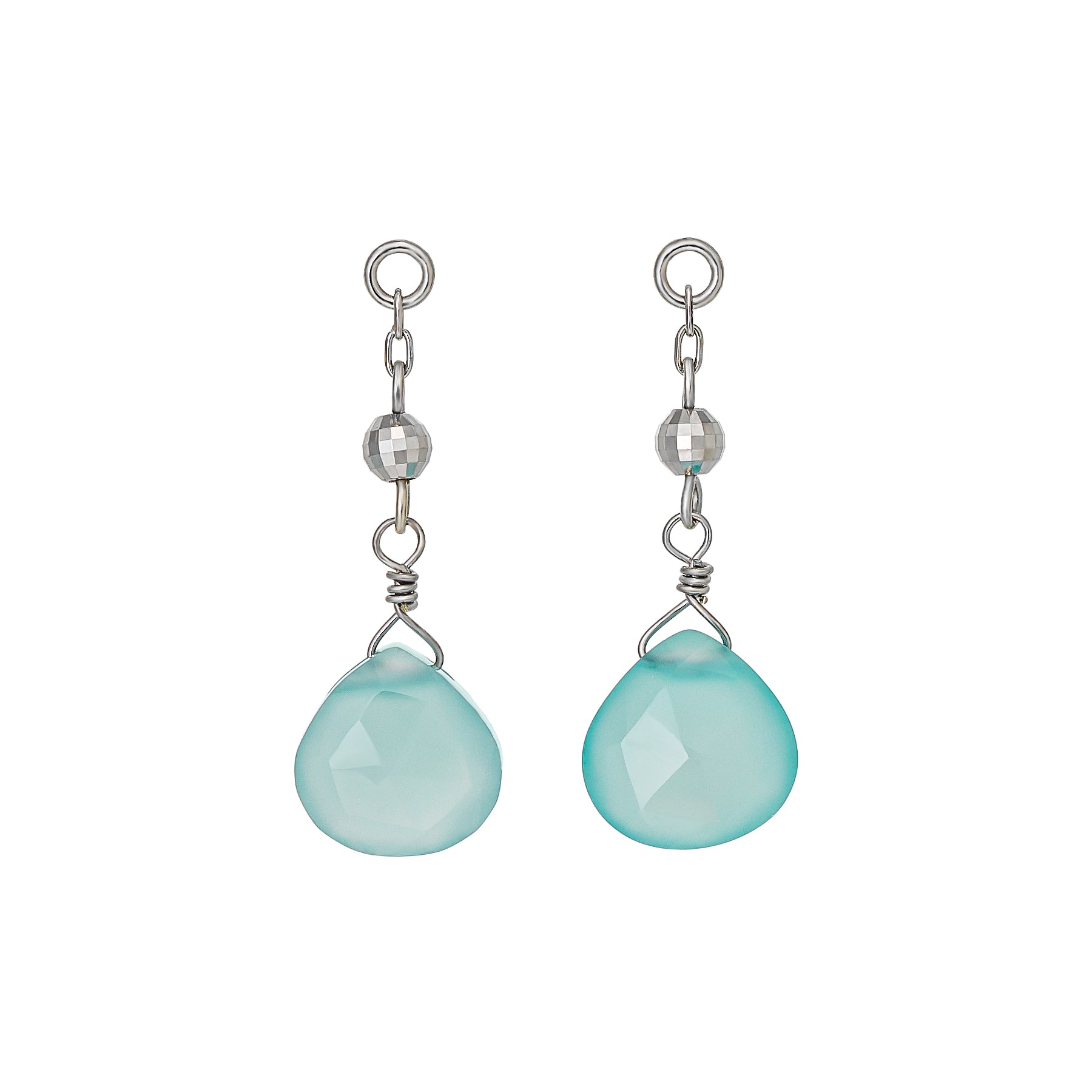 [Palette] 10K Sea Blue Chalcedony Charms (White Gold) - Product Image