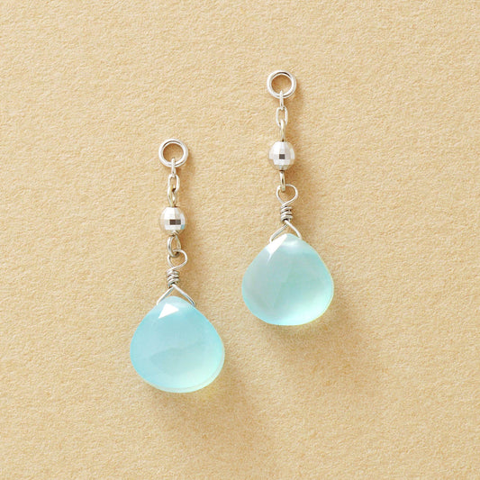 [Palette] 10K Sea Blue Chalcedony Charms (White Gold) - Product Image