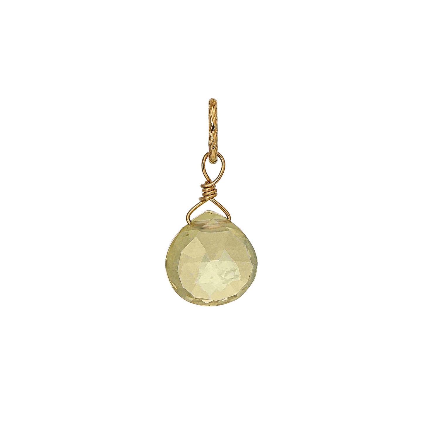 10K Lemon Quartz Necklace Charm (Yellow Gold) - Product Image