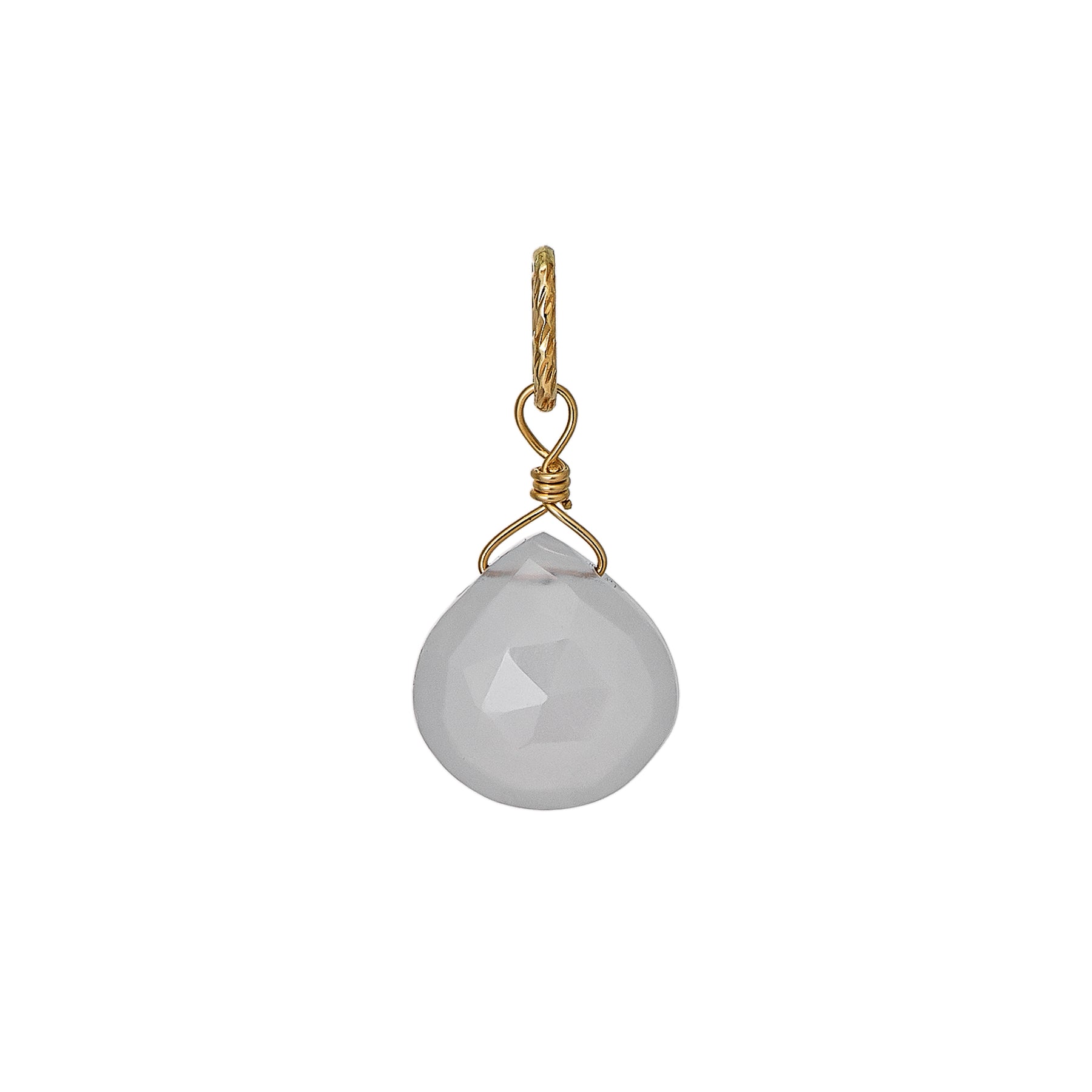 10K Blue Chalcedony Necklace Charm (Yellow Gold) - Product Image