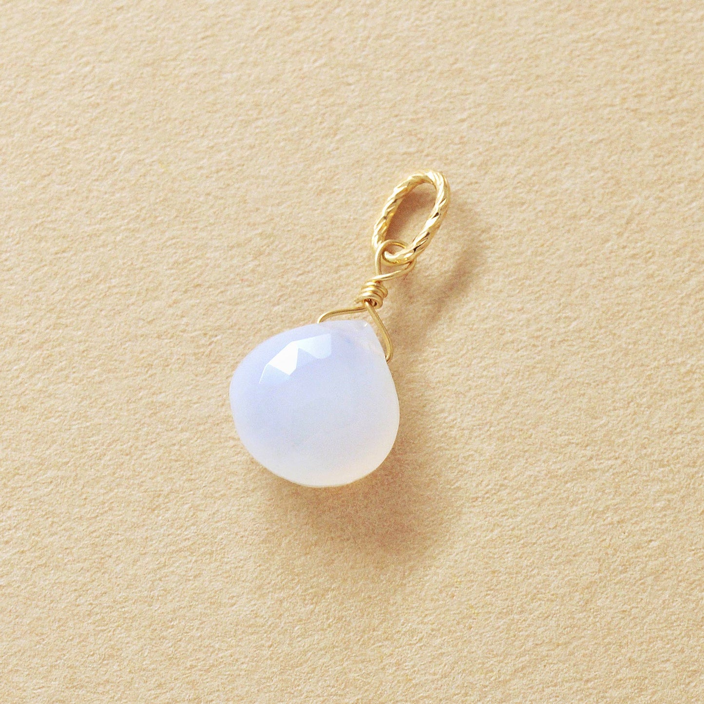 10K Blue Chalcedony Necklace Charm (Yellow Gold) - Product Image