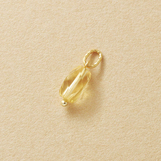 10K Citrine Polygon Shape Necklace Charm (Yellow Gold) - Product Image