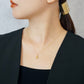 10K Citrine Polygon Shape Necklace Charm (Yellow Gold) - Model Image