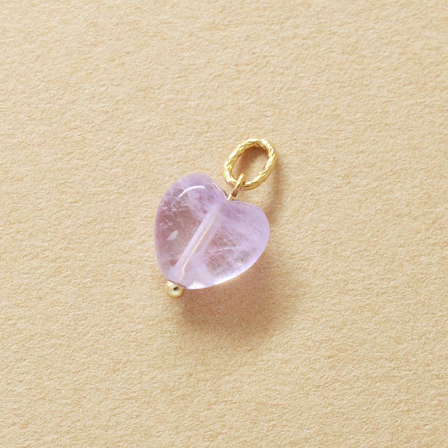 10K Amethyst Heart Necklace Charm (Yellow Gold) - Product Image