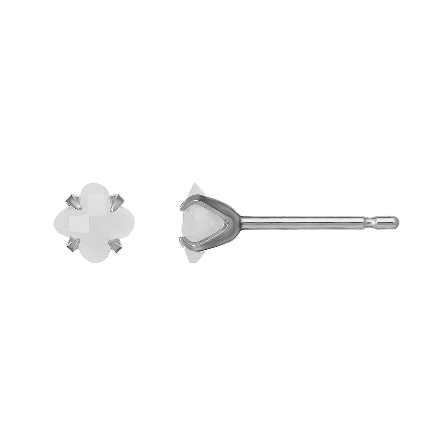 [Second Earrings] Platinum Lily Cut Moonstone Earrings - Product Image