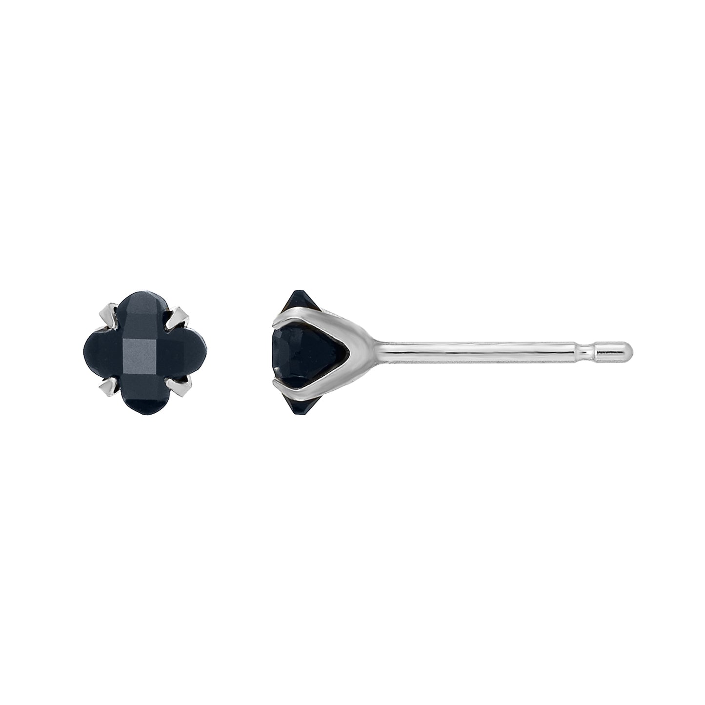 [Second Earrings] Platinum Lily Cut Onyx Earrings - Product Image