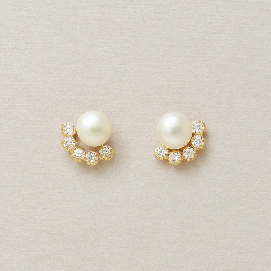 18K/10K Glittering Freshwater Pearl Earrings (Yellow Gold) - Product Image