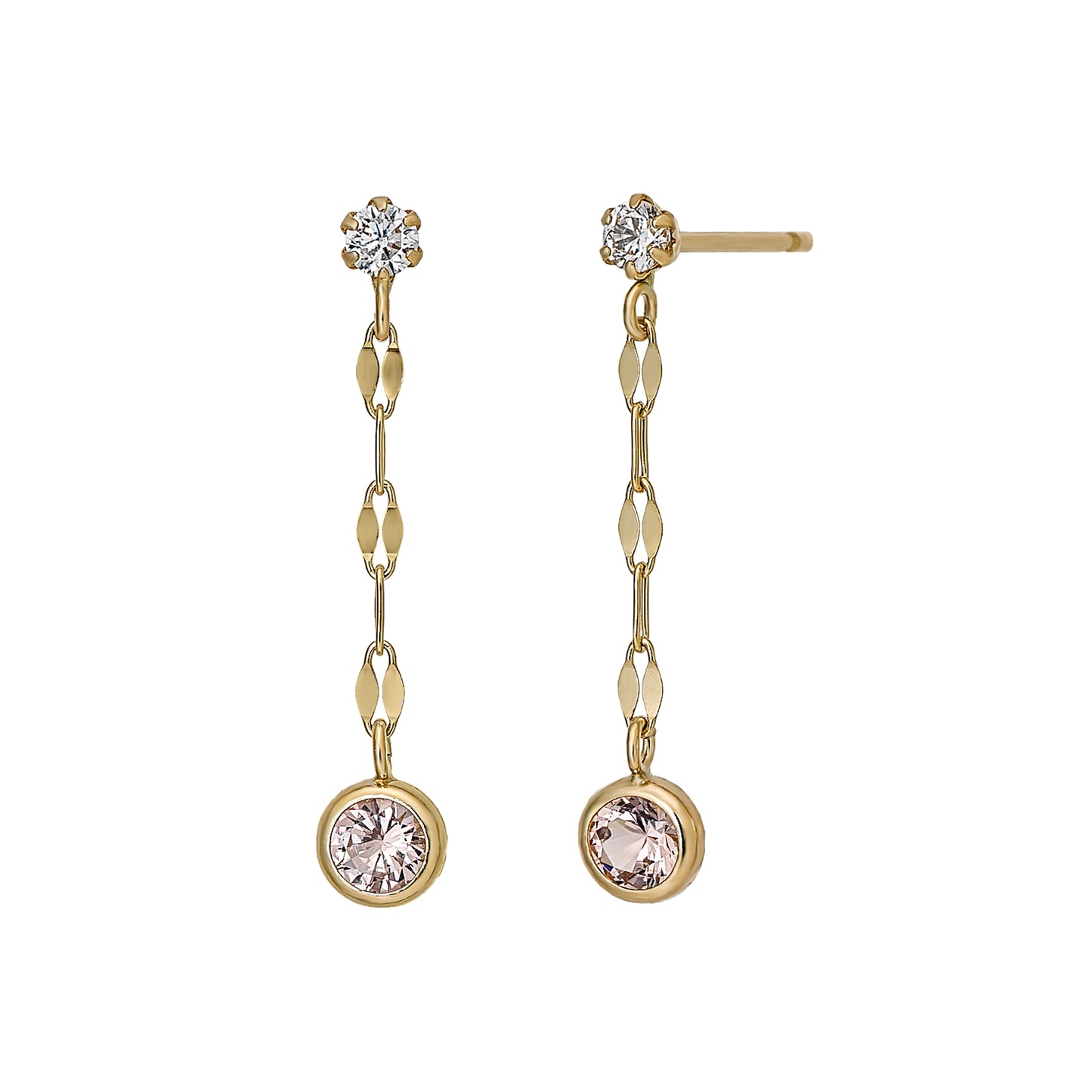 10K Petal Chain Dangle Earrings (Yellow Gold) - Product Image