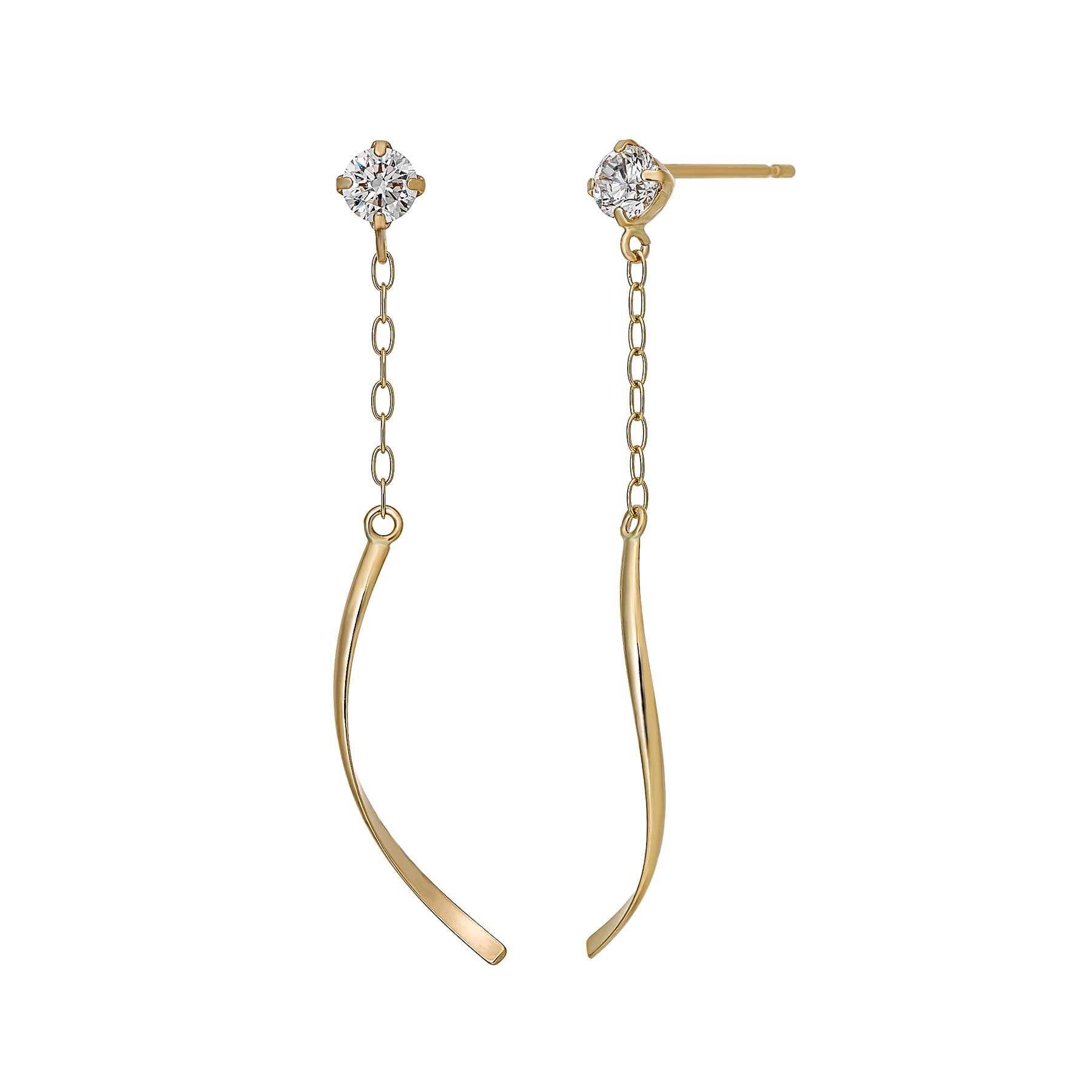 10K Twisted Line Dangle Earrings (Yellow Gold) - Product Image