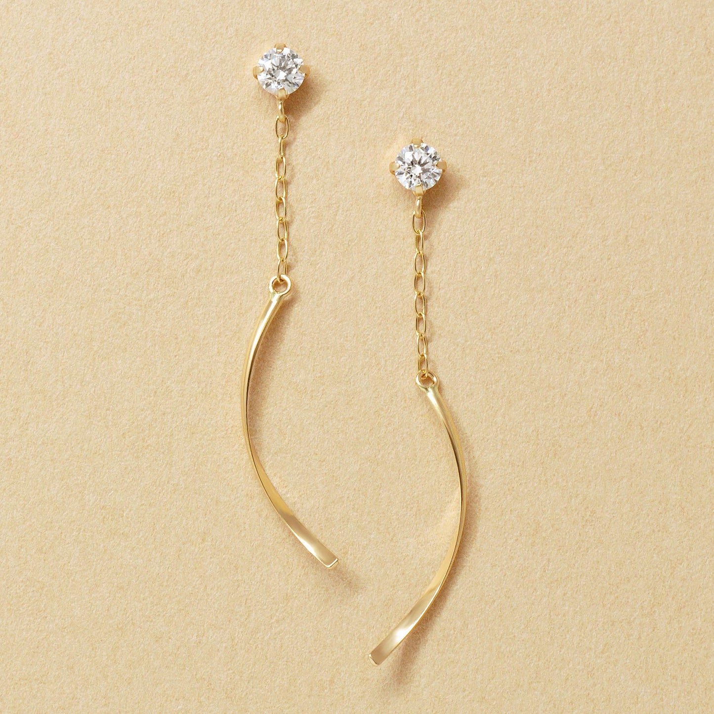 10K Twisted Line Dangle Earrings (Yellow Gold) - Product Image