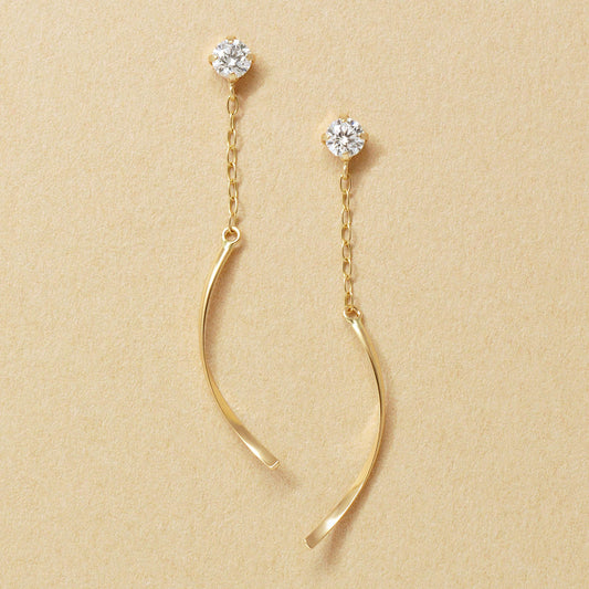 10K Twisted Line Dangle Earrings (Yellow Gold) - Product Image