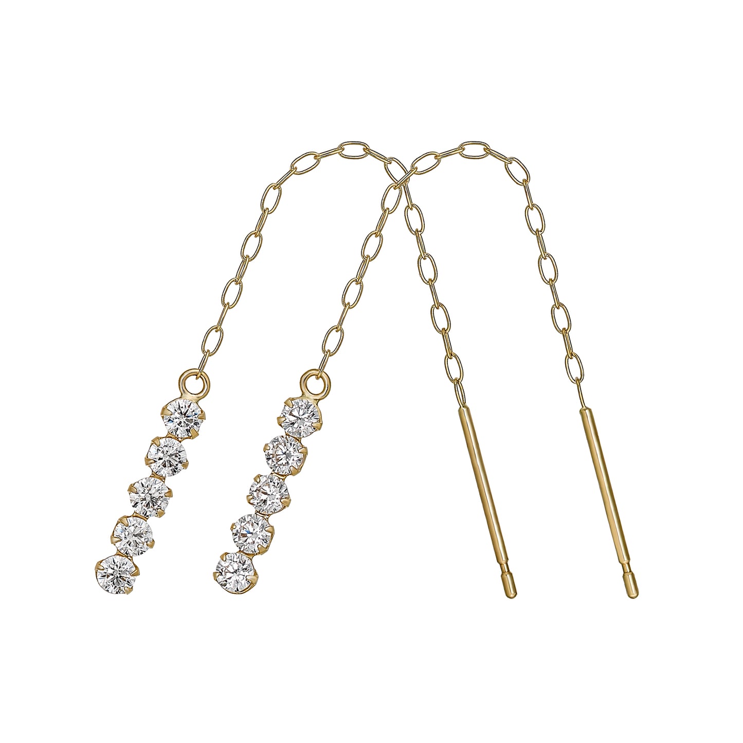 10K 5-Stone Threader Earrings (Yellow Gold) - Product Image