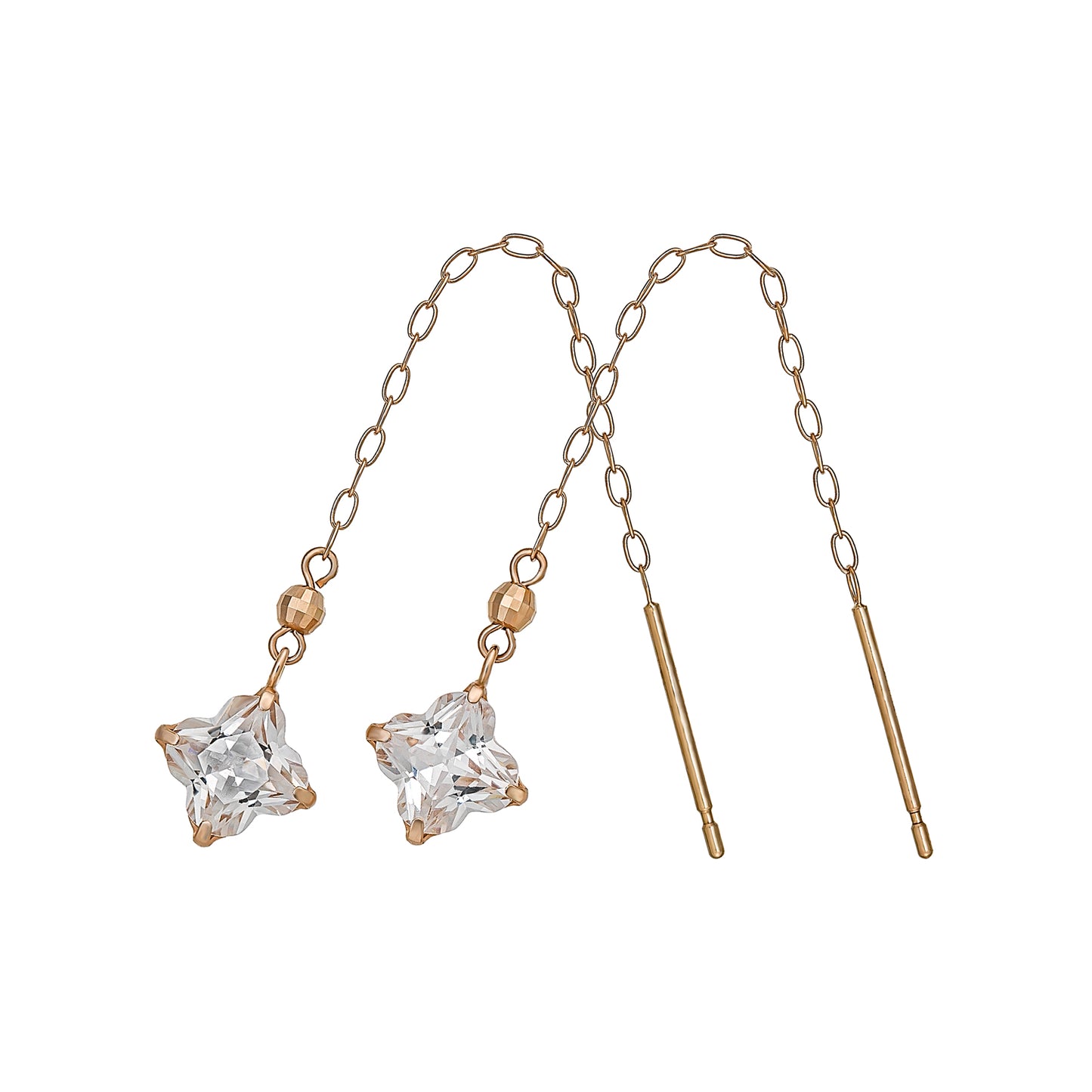 10K Lily Cut Threader Earrings (Rose Gold) - Product Image