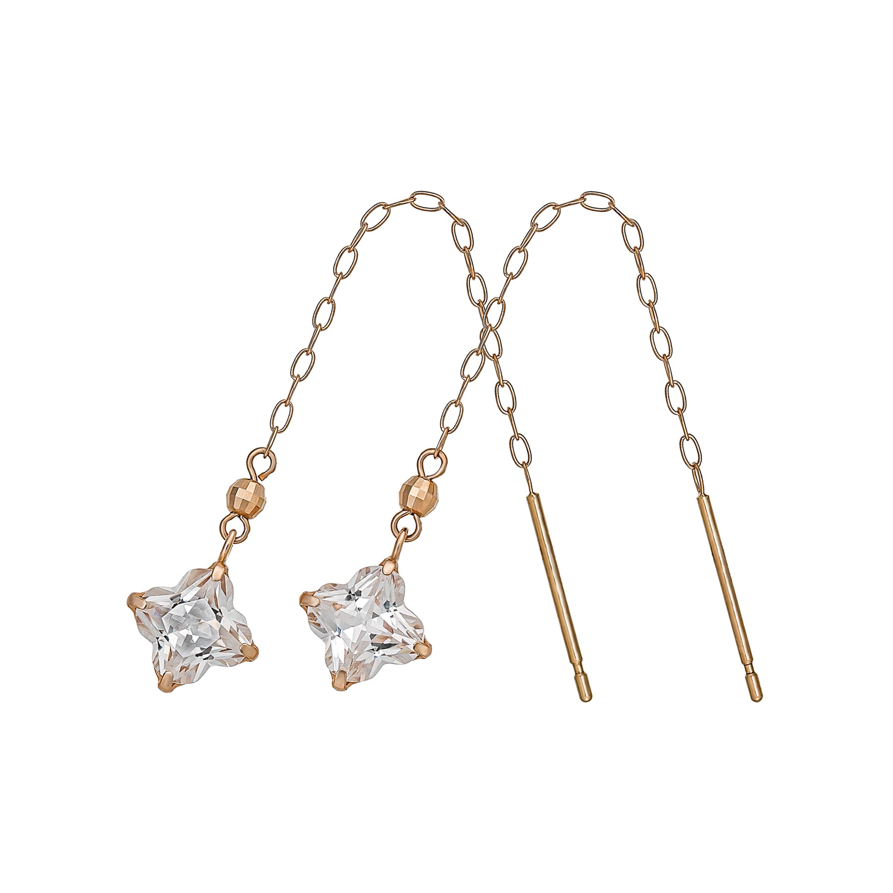 10K Lily Cut Threader Earrings (Rose Gold) - Product Image