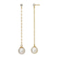 10K Shell Pearl Long Dangle Earrings (Yellow Gold) - Product Image