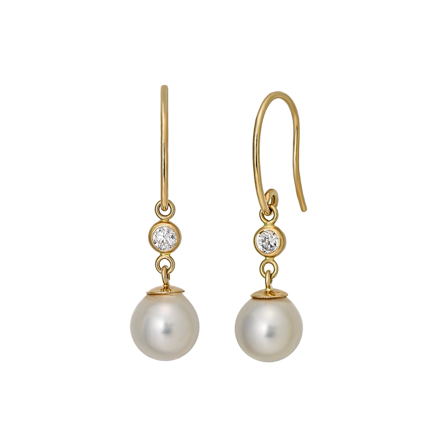 10K Shell Pearl Wire Earrings (Yellow Gold) - Product Image