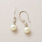 10K Shell Pearl Wire Earrings (White Gold) - Product Image