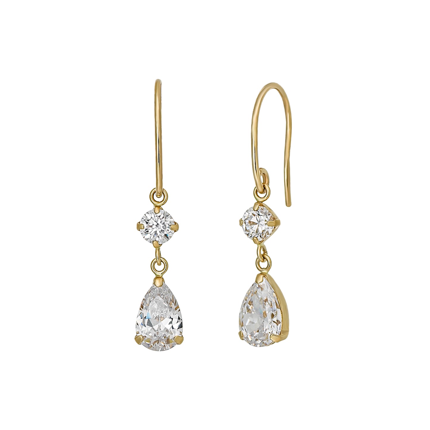 10K Dew Drop Wire Earrings (Yellow Gold) - Product Image