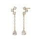 10K 3-Stone Dew Drop Dangle Earrings (Yellow Gold) - Product Image