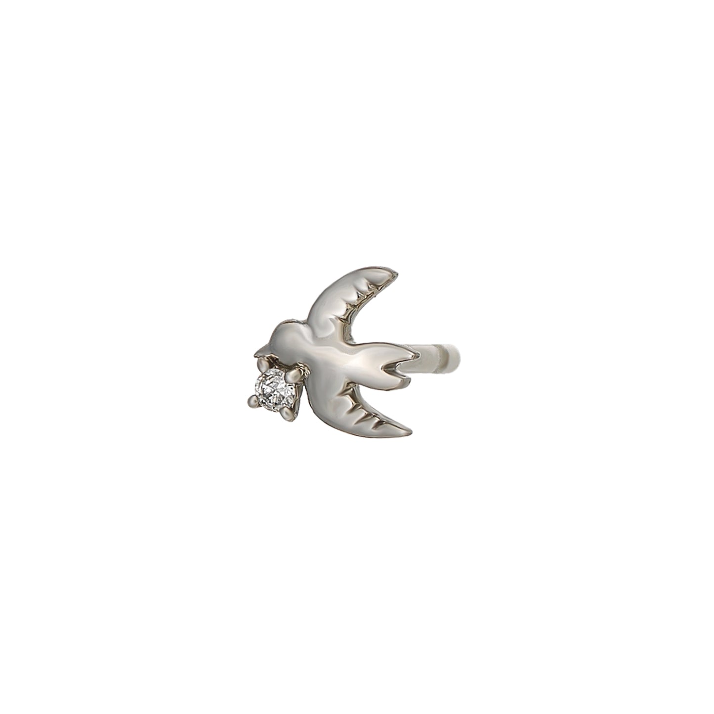 [Solo Earring] [Second Earrings] Platinum Diamond Swallow Single Earring - Product Image