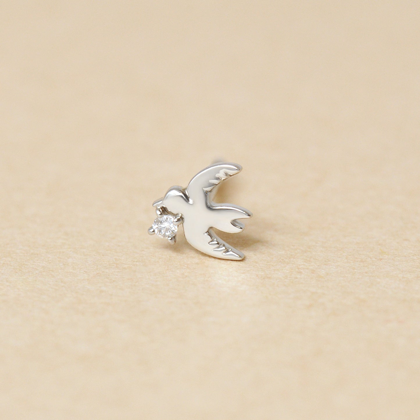 [Solo Earring] [Second Earrings] Platinum Diamond Swallow Single Earring - Product Image