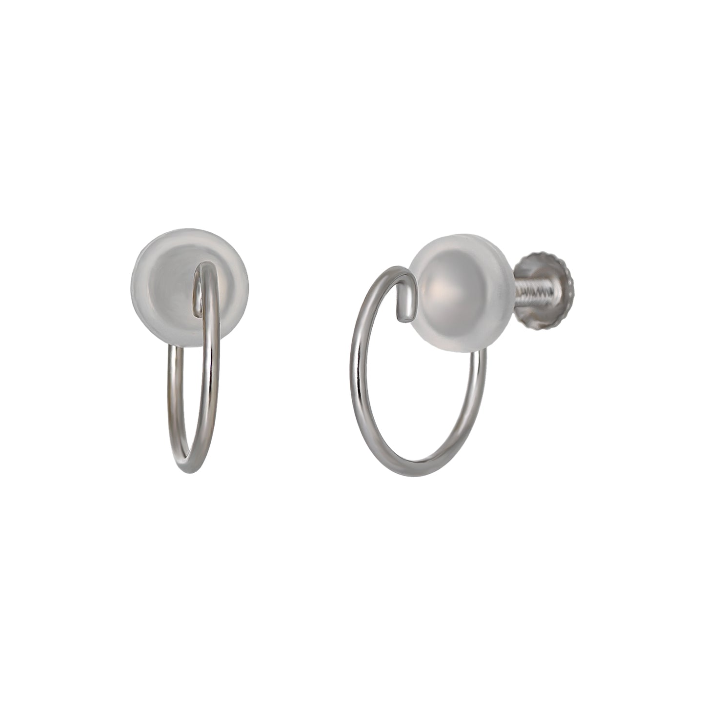 [Palette] 10K Hoop Clip-On Base Earrings (Small) (White Gold) - Product Image