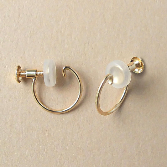 [Palette] 10K Hoop Clip-On Base Earrings (Small) (Yellow Gold) - Product Image