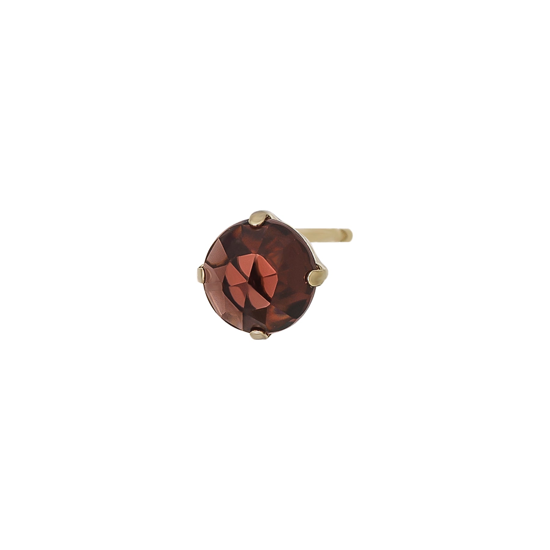 [Solo Earring] 18K/10K Garnet Circle Single Earring (Yellow Gold) - Product Image