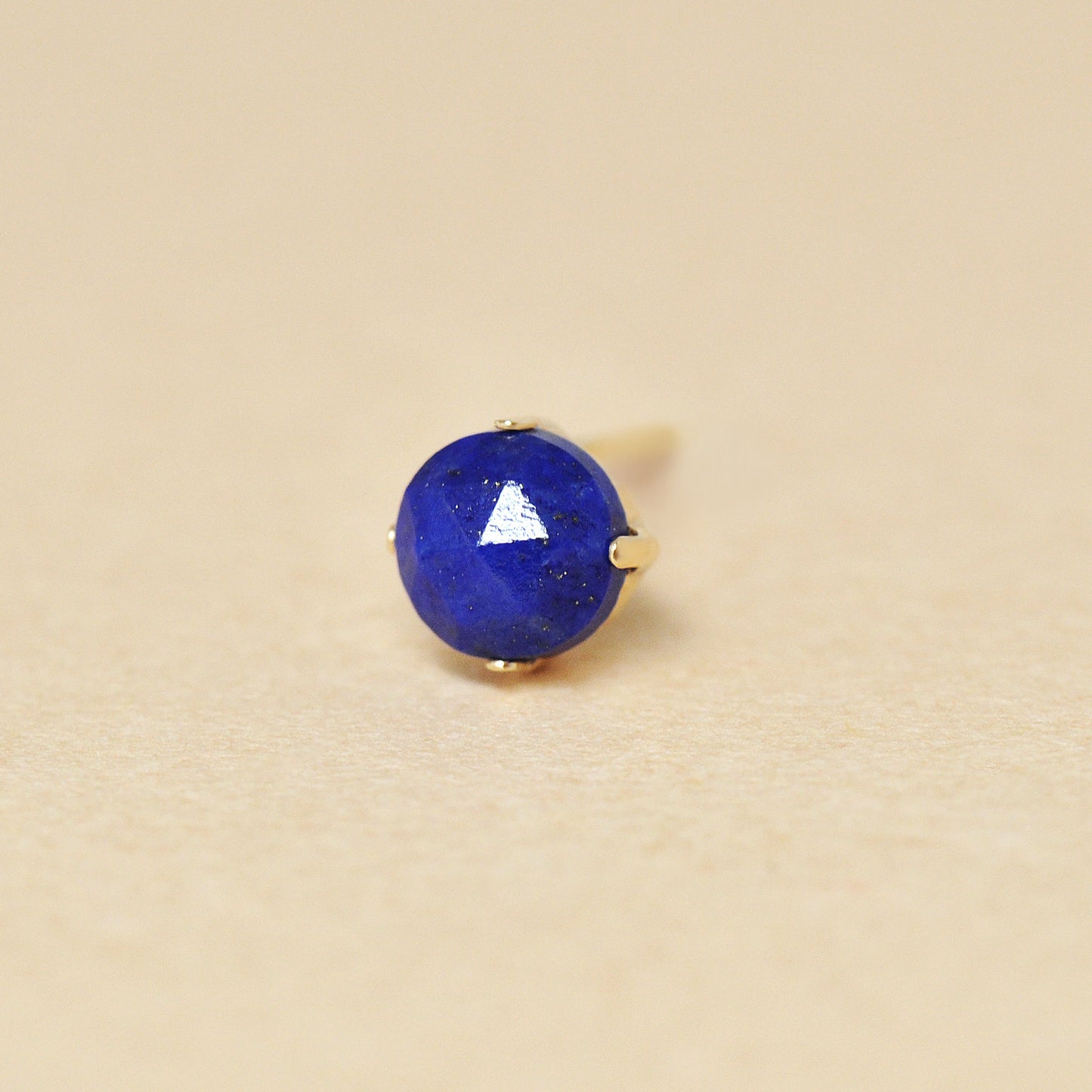 [Solo Earring] 18K/10K Lapis Lazuli Circle Single Earring (Yellow Gold) - Product Image