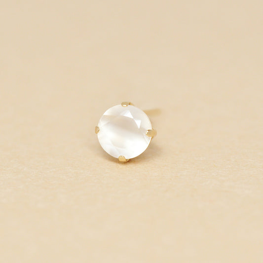 [Solo Earring] 18K/10K Moonstone Circle Single Earring (Yellow Gold) - Product Image