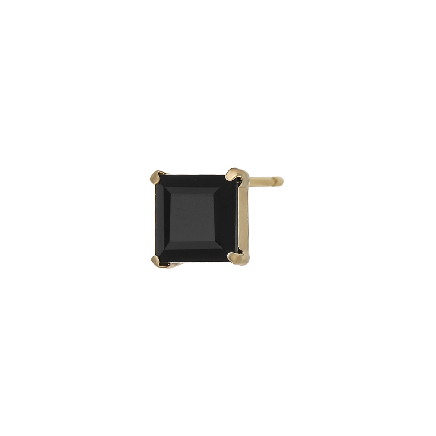 [Solo Earring] 18K/10K Onyx Square Single Earring (Yellow Gold) - Product Image