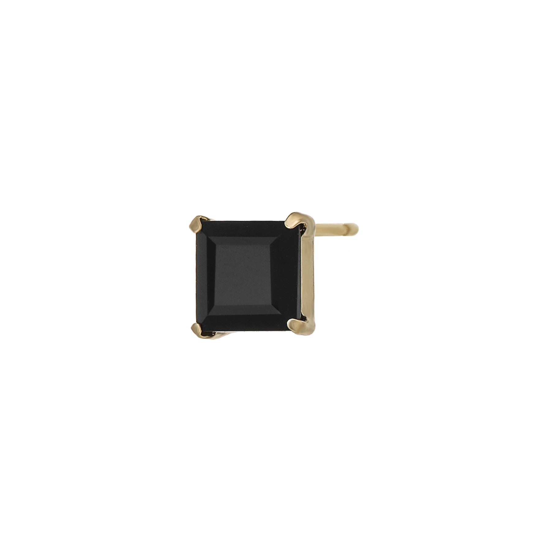 [Solo Earring] 18K/10K Onyx Square Single Earring (Yellow Gold) - Product Image