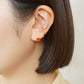 [Solo Earring] 18K/10K Carnelian Square Single Earring (Yellow Gold) - Model Image