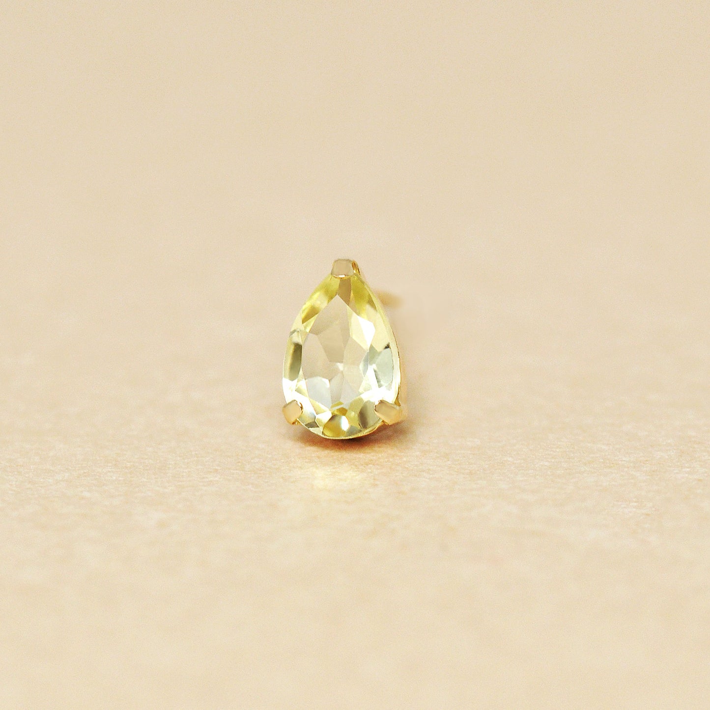 [Solo Earring] 18K/10K Lemon Quartz Dew Drop Single Earring (Yellow Gold) - Product Image