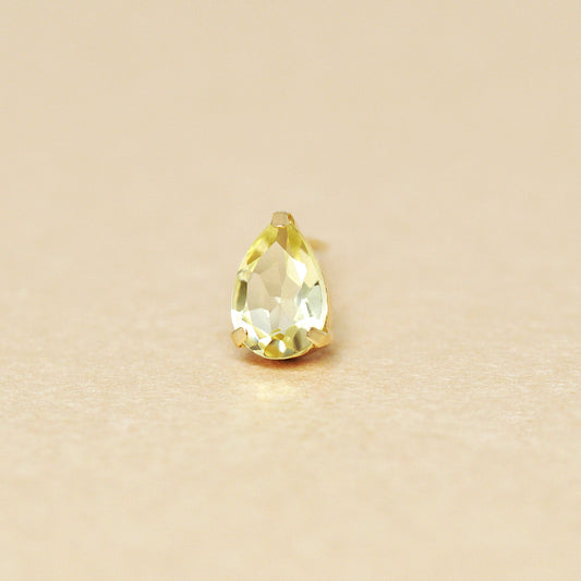 [Solo Earring] 18K/10K Lemon Quartz Dew Drop Single Earring (Yellow Gold) - Product Image