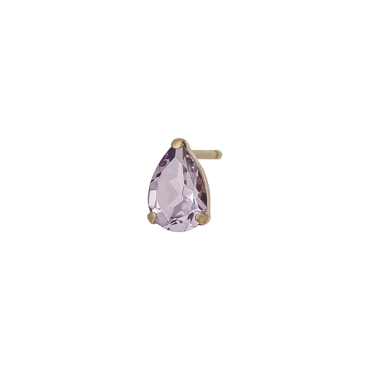 [Solo Earring] 18K/10K Amethyst Dew Drop Single Earring (Rose Gold) - Product Image