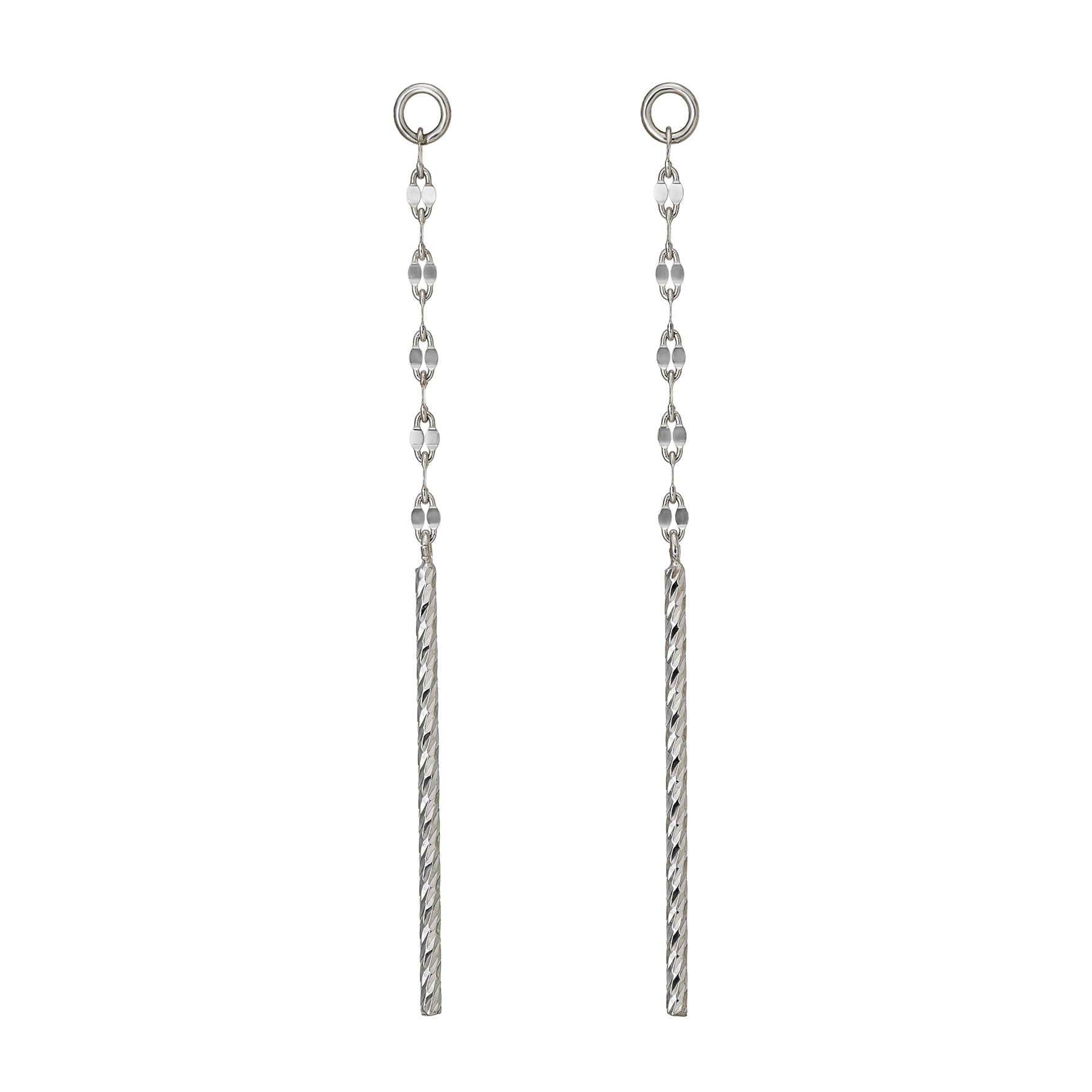 [Palette] 10K Glittering Chain Bar Charms (White Gold) - Product Image