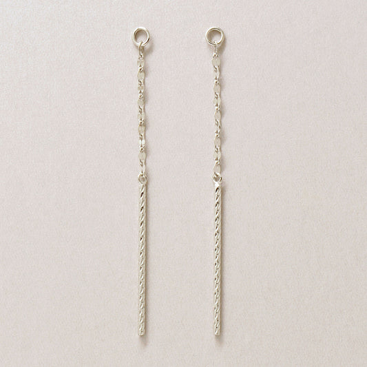 [Palette] 10K Glittering Chain Bar Charms (White Gold) - Product Image