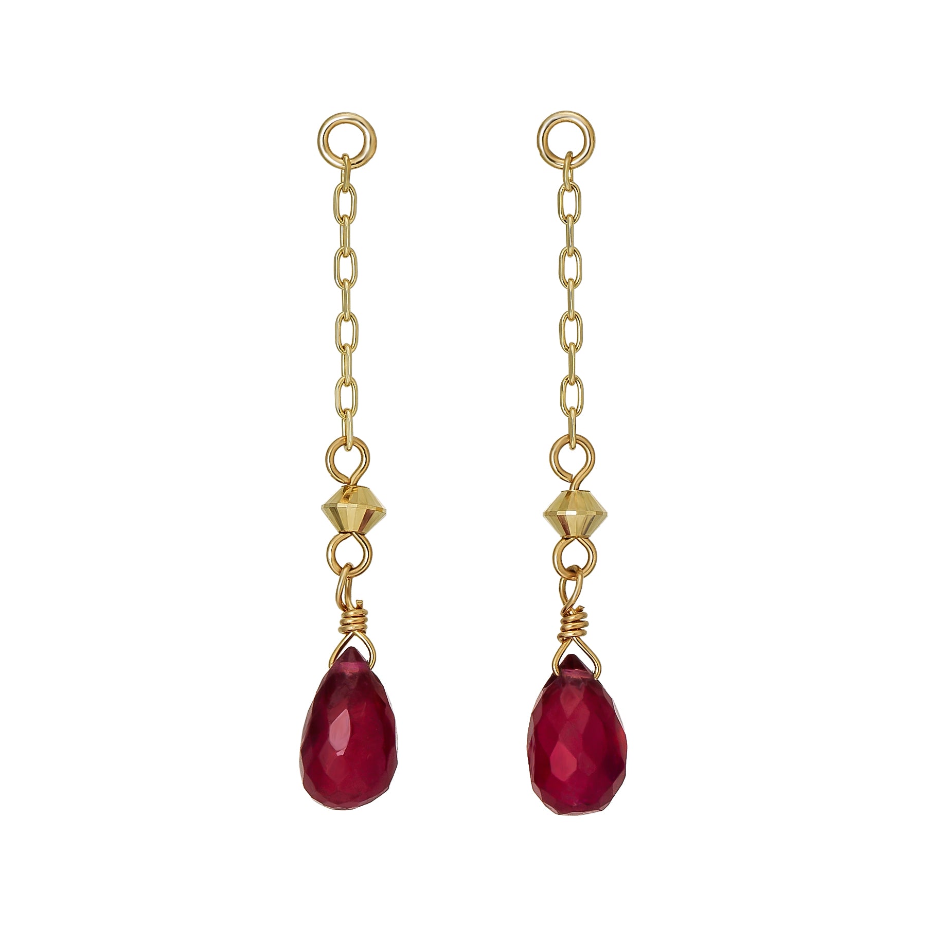 [Palette] 10K Ruby Dew Drop Charms (Yellow Gold) - Product Image