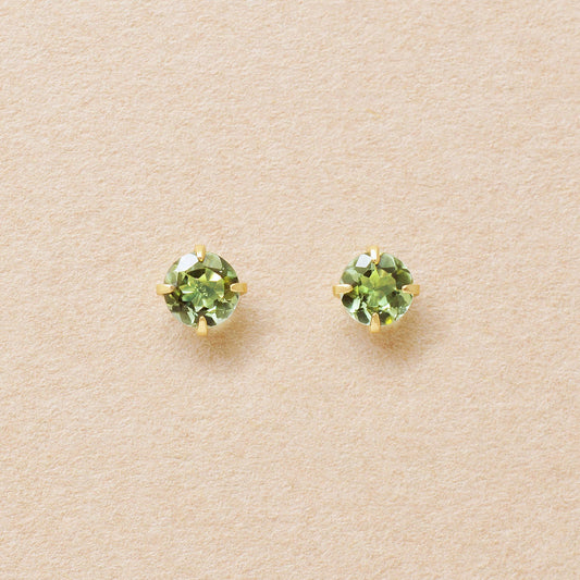 [Second Earrings] 18K Green Tourmaline Earrings (Yellow Gold) - Product Image