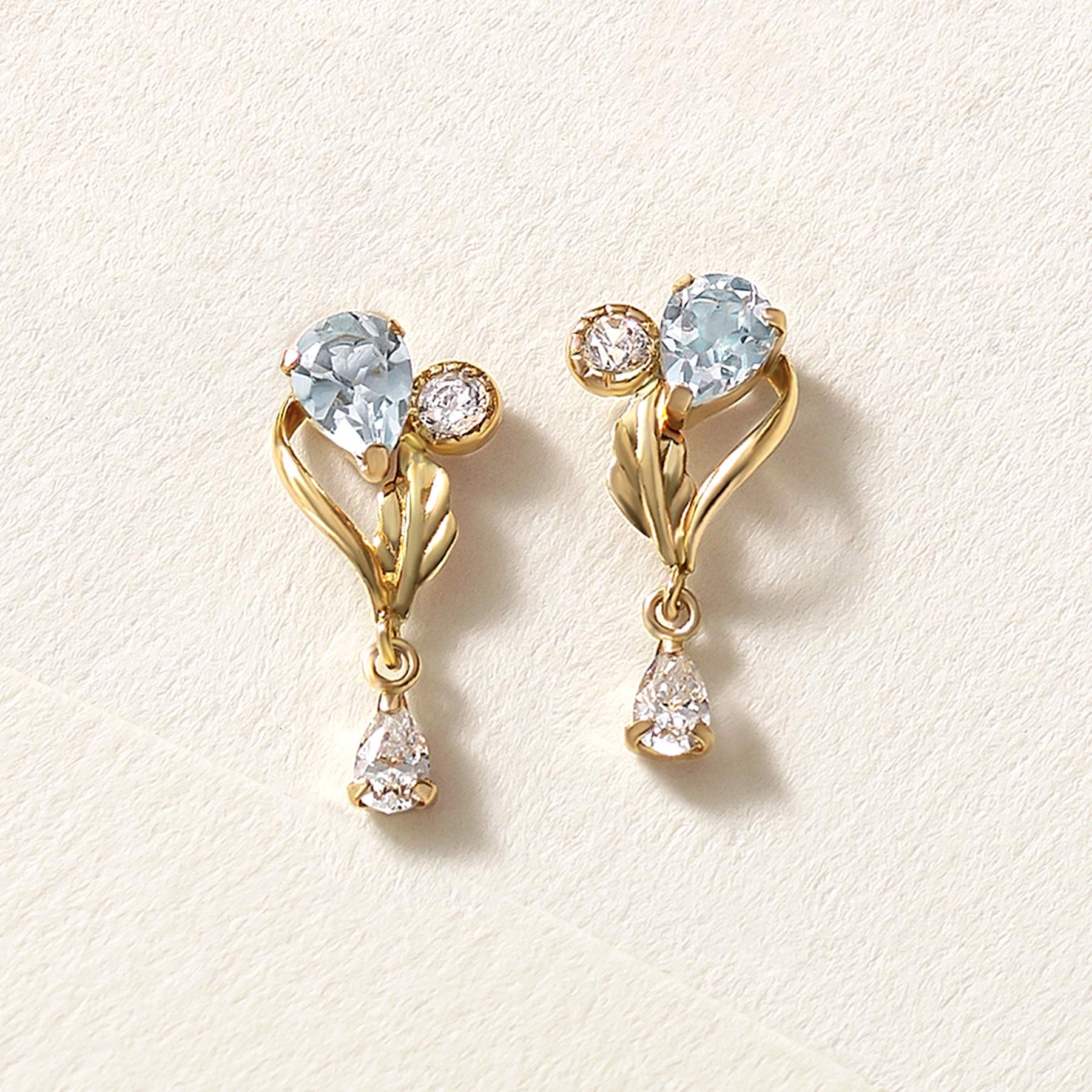 18K/10K Blue Topaz Earrings [Merry] (Yellow Gold) - Product Image