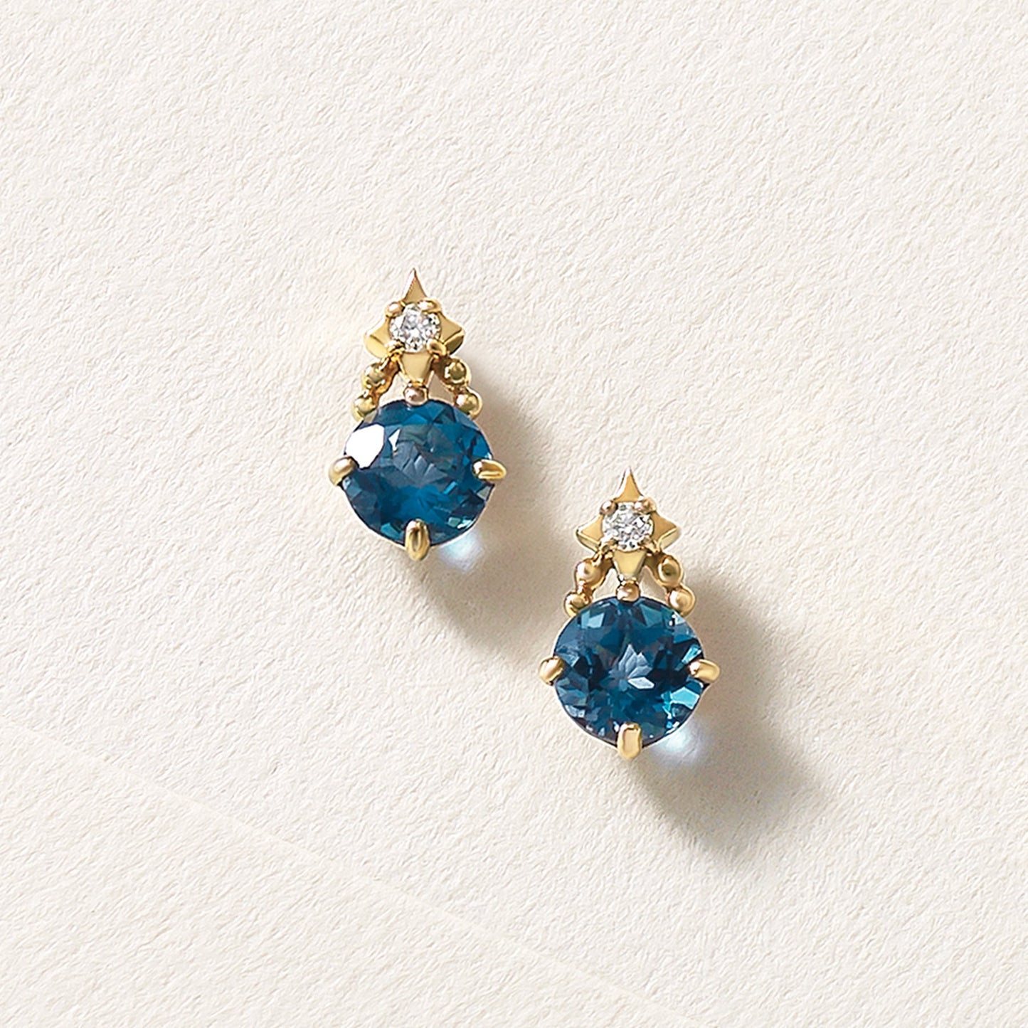 18K/10K London Blue Topaz Earrings [Shooting Star] (Yellow Gold) - Product Image