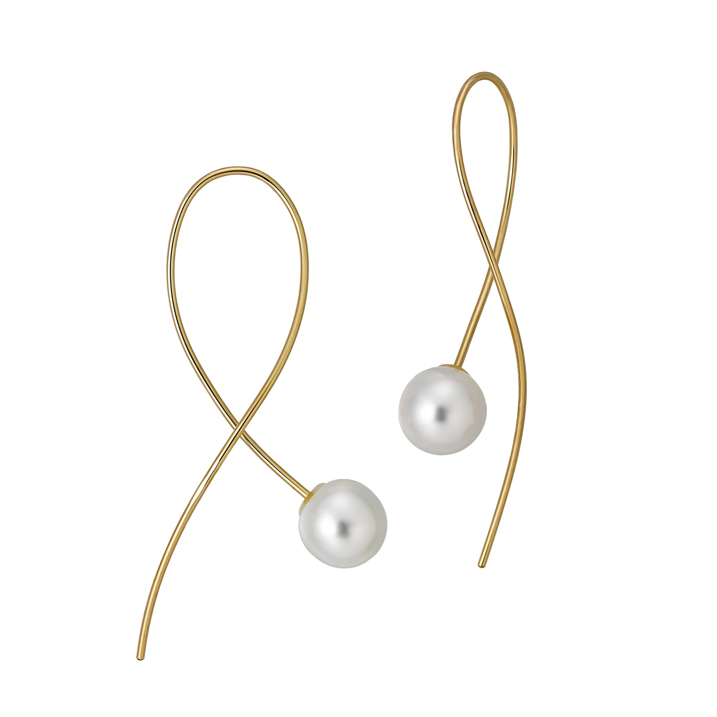 Gold Filled Pearl Twisted Wire Earrings - Product Image