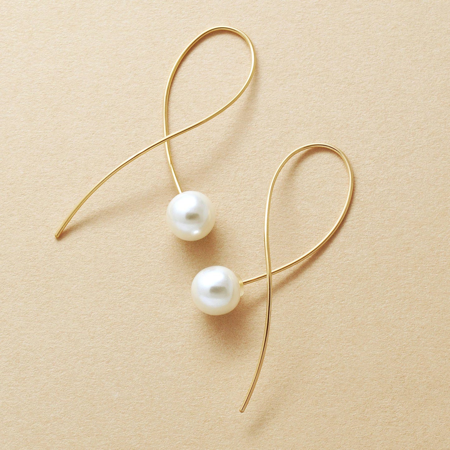 Gold Filled Pearl Twisted Wire Earrings - Product Image