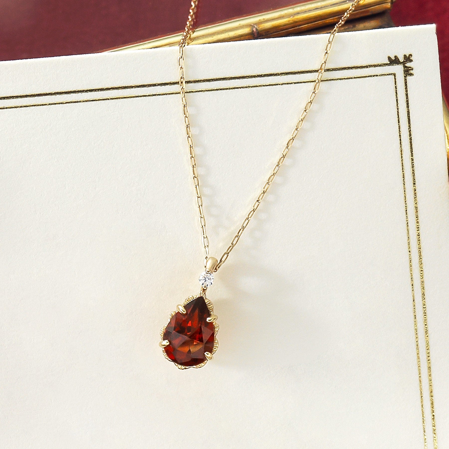 10K Garnet Necklace [Bouquet] (Yellow Gold) - Product Image