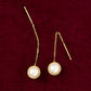 18K/10K Akoya Pearl Reversible Threader Earrings [Gem Bloom Button] (Yellow Gold) - Product Image