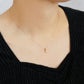 10K Diamond Necklace [Tiny Bow] (Yellow Gold) - Model Image