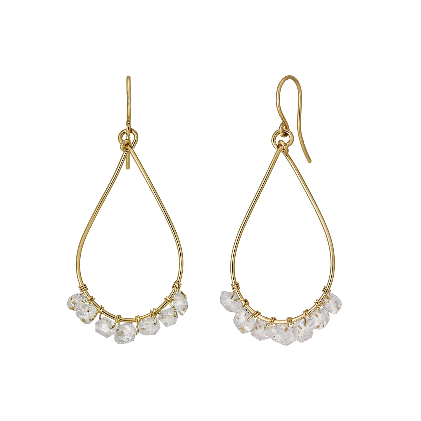 Gold Filled Herkimer Quartz Dew Drop Earrings - Product Image