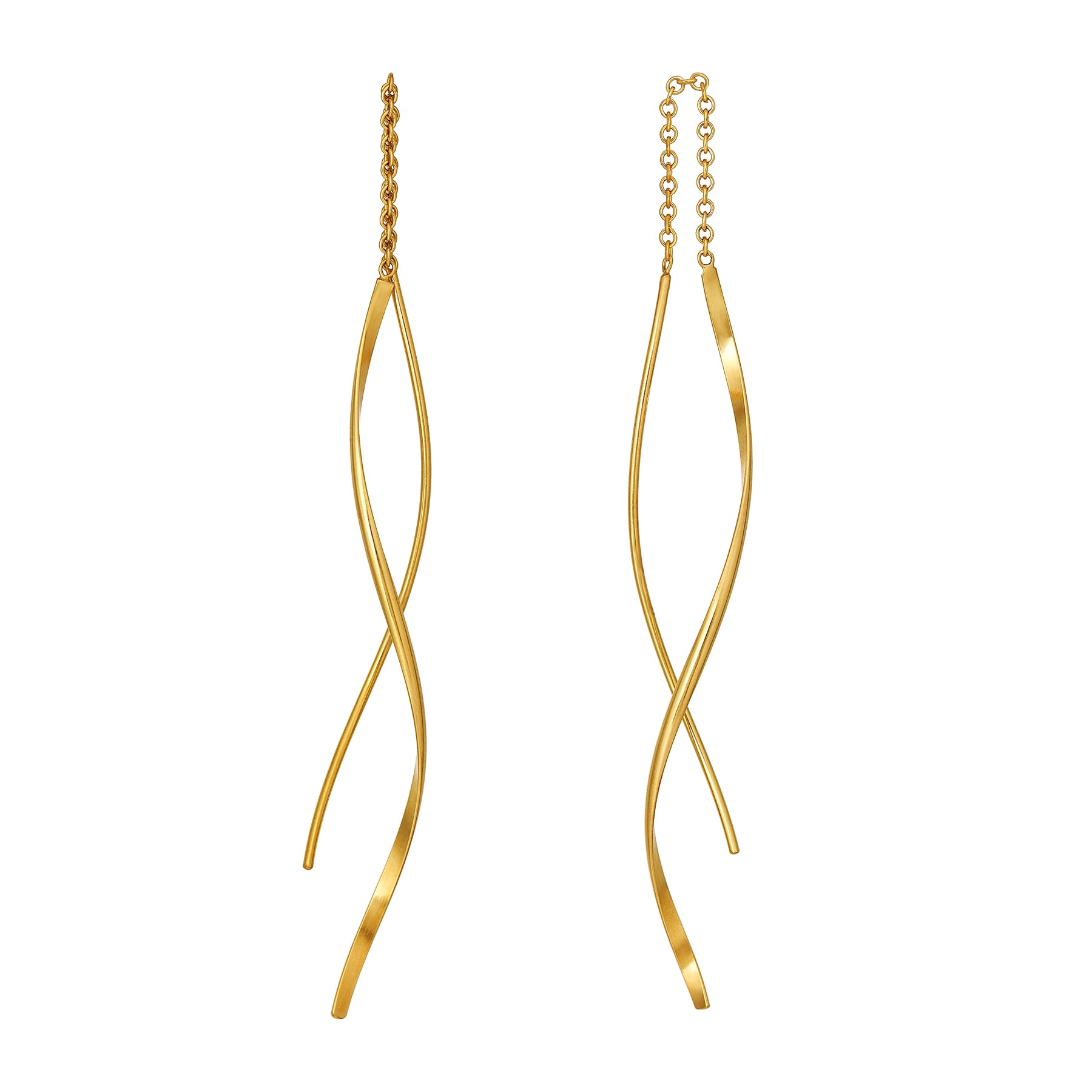 Gold Filled Twisted Line Threader Earrings - Product Image