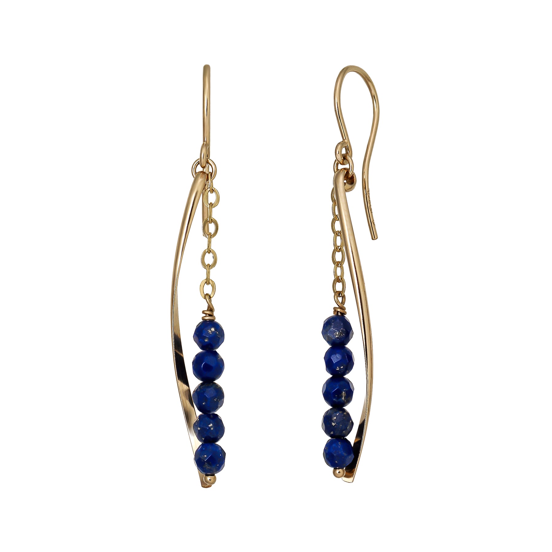 Gold Filled Lapis Lazuli Dangle Earrings - Product Image